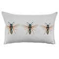 Saro Lifestyle SARO 2104.W1220BC 12 x 20 in. Oblong Throw Pillow Cover with Bees Design  White 2104.W1220BC